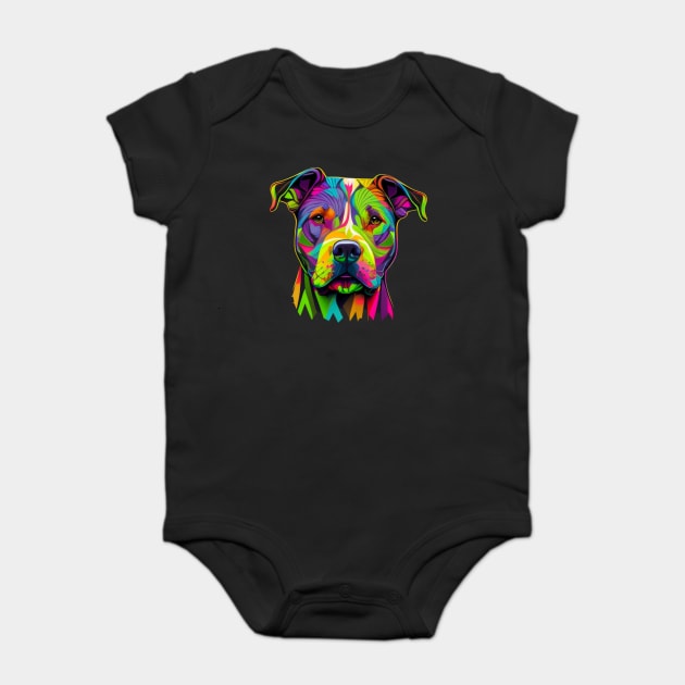 Blue Nose Majesty: American Staffordshire Baby Bodysuit by IamActiveDog
